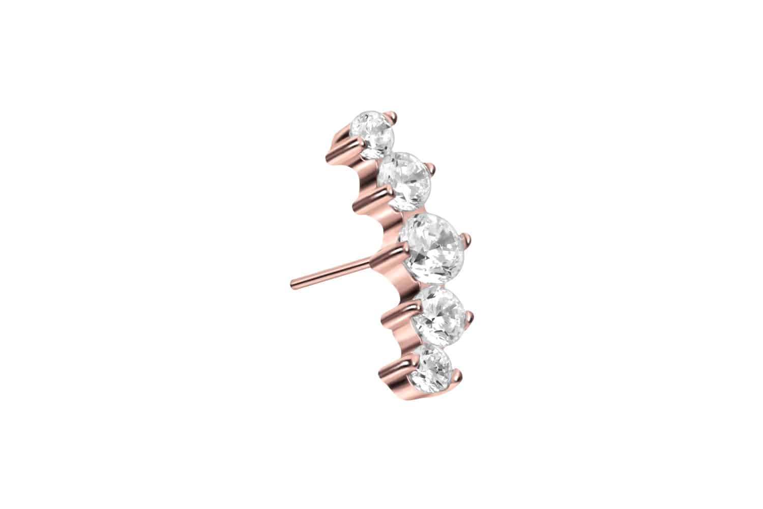 Titan Aufsatz mit Push Pin 5 EINGEFASSTE KRISTALLE von Piercingline